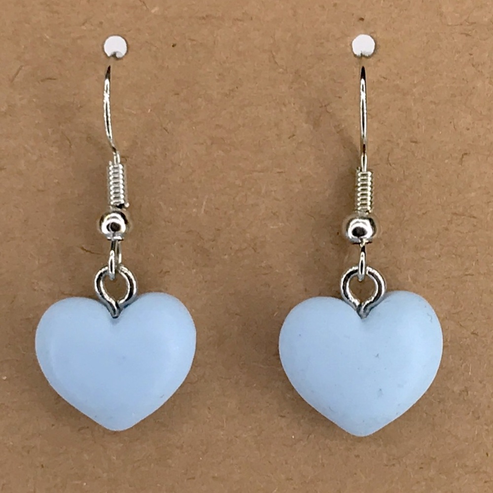 Mini Poly Resin Dangle Heart Earrings Fashion Jewelry - Picture 4 of 4